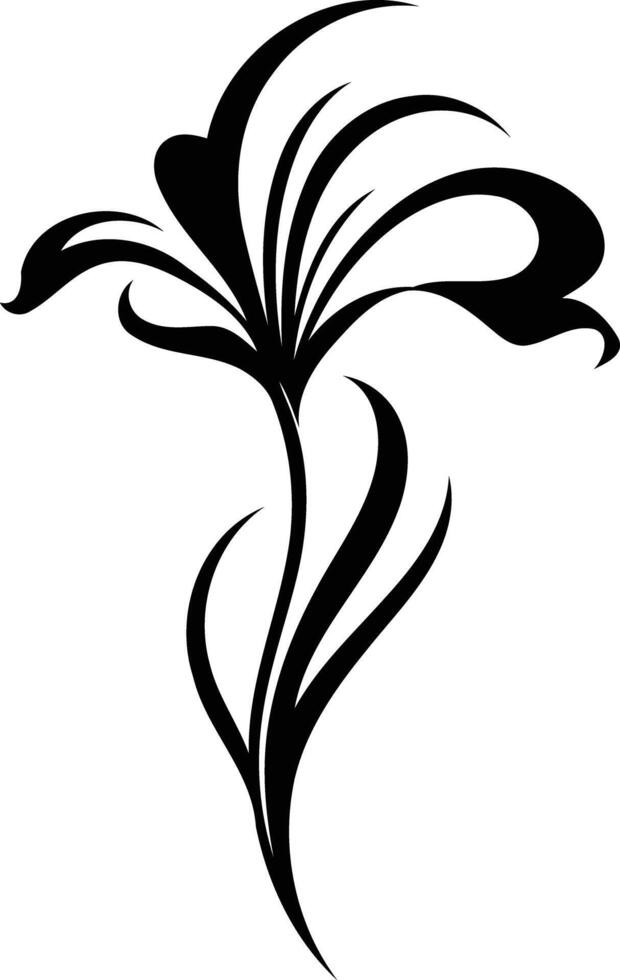 Elegant black and white floral design, perfect for tattoos, logos, or decorative elements vector