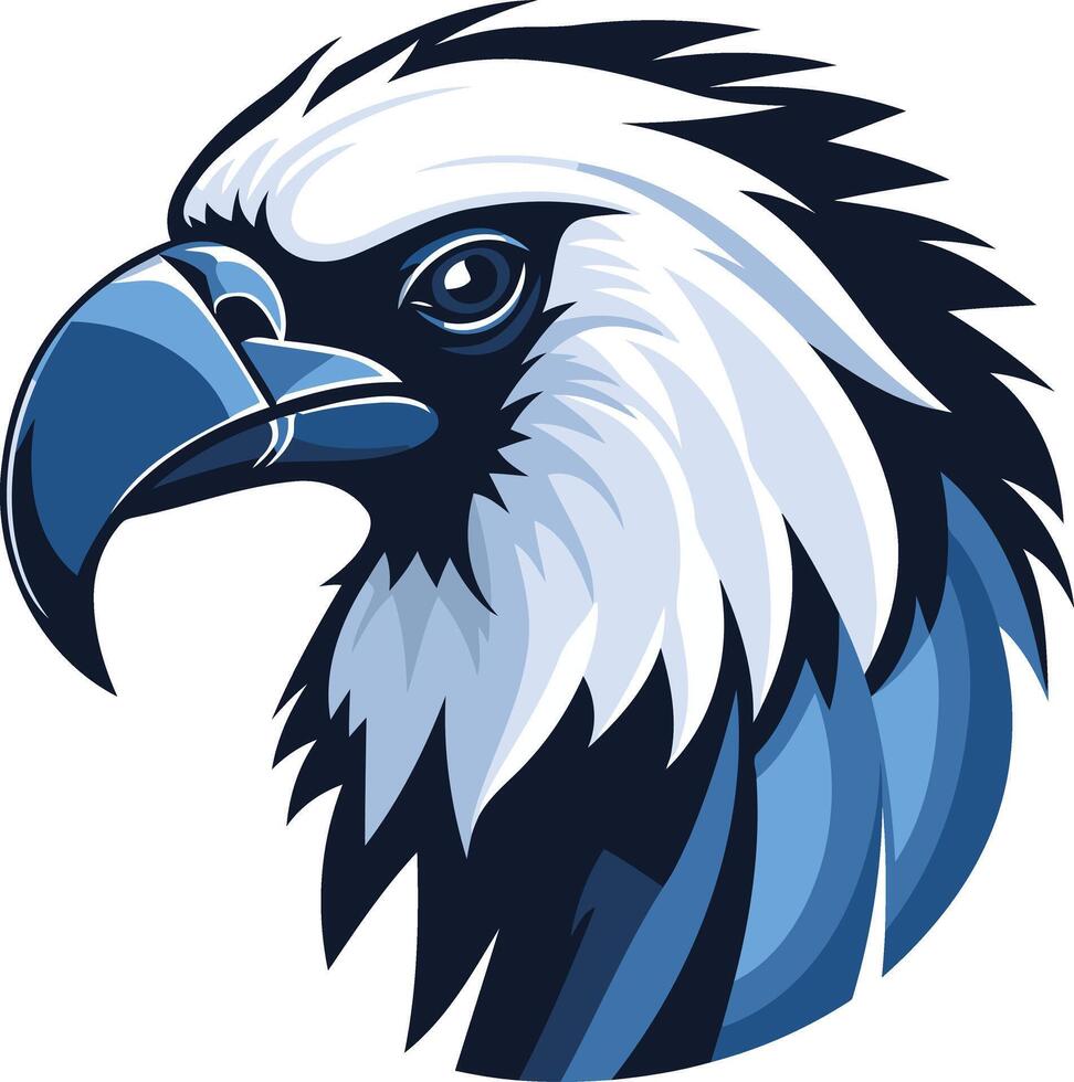 Eagle Head Illustration in Blue and White vector