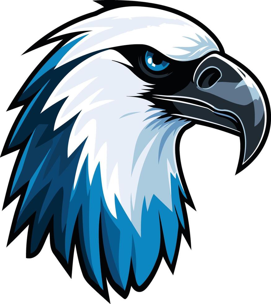 Majestic Eagle Head with Blue and White Feathers vector