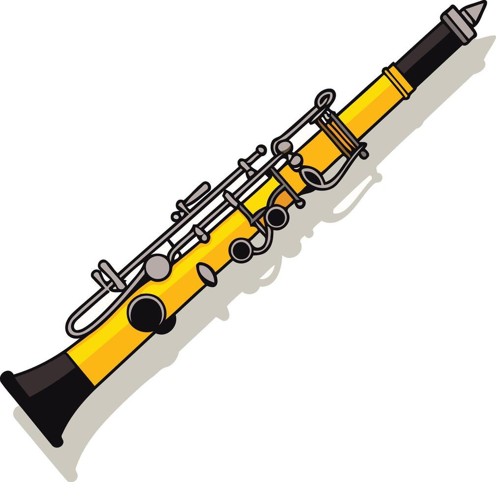 Yellow Clarinet Isolated on White Background vector