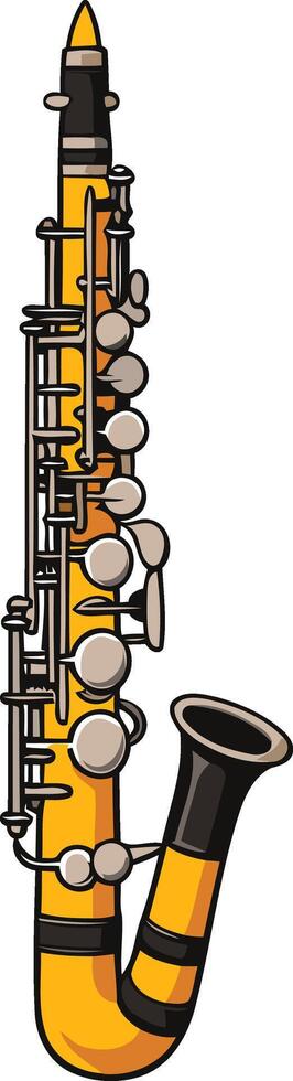 Yellow and Black Saxophone Illustration vector