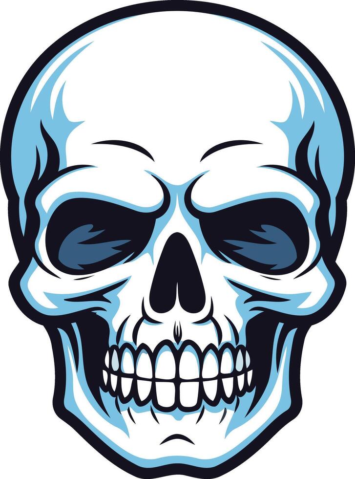 Cartoon Skull Illustration with Blue Hues vector