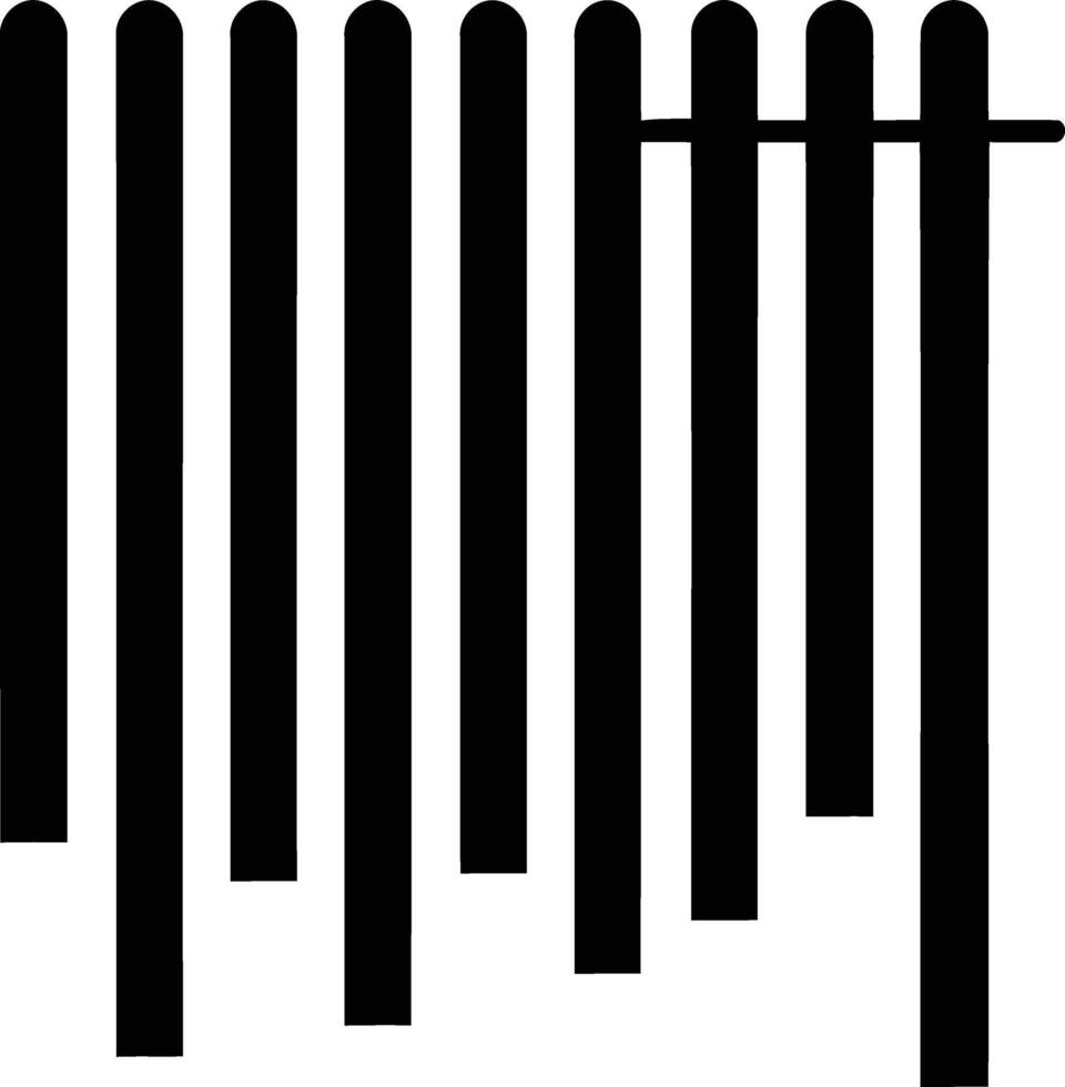 A simple, minimalist design of a black picket fence vector