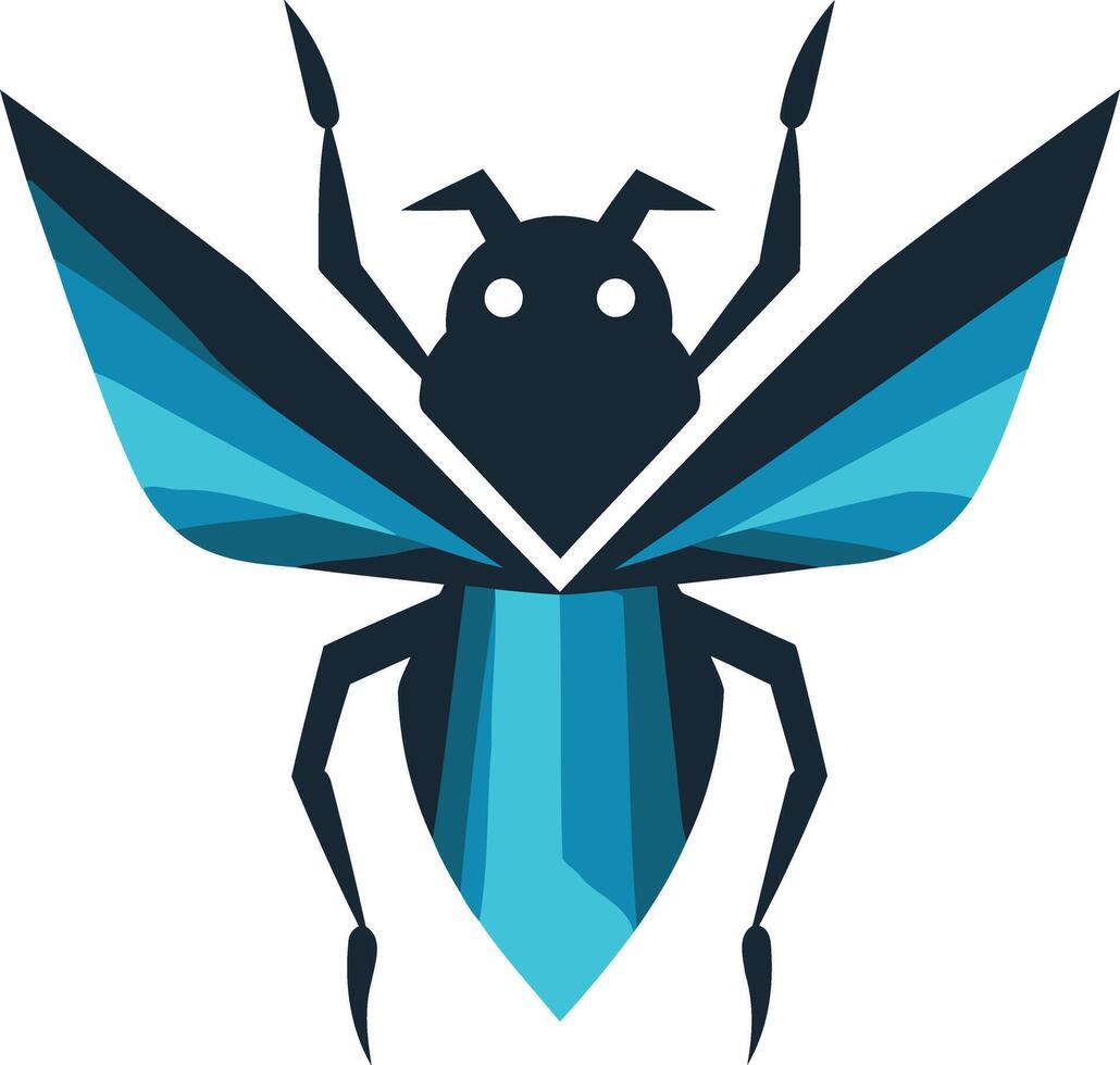 Abstract Blue and Black Insect Illustration vector