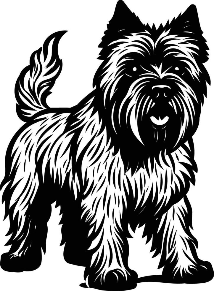 Black and white illustration of a cairn terrier dog, perfect for pet lovers, dog owners, and anyone wanting a classic, stylish image vector