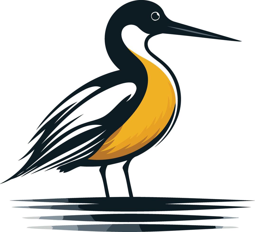 Stylized Bird Illustration with Yellow and Black vector