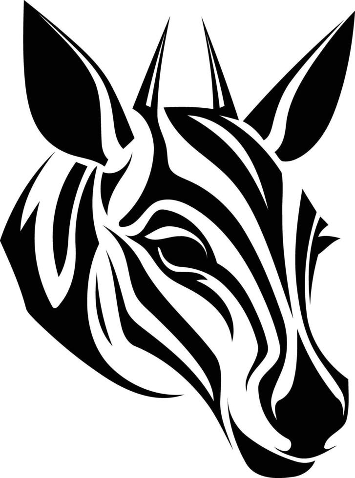 Striking black and white zebra head illustration, perfect for logos, branding, and designs vector