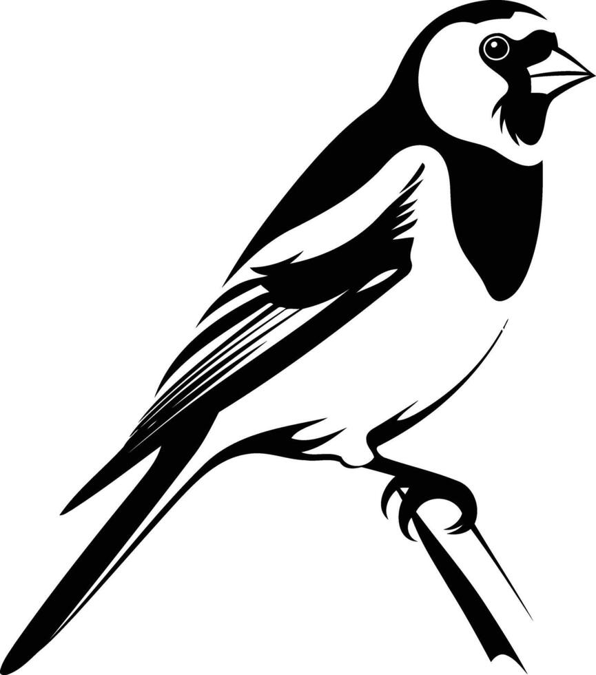 Simple black and white illustration of a finch, perfect for tattoos, logos, and nature designs vector
