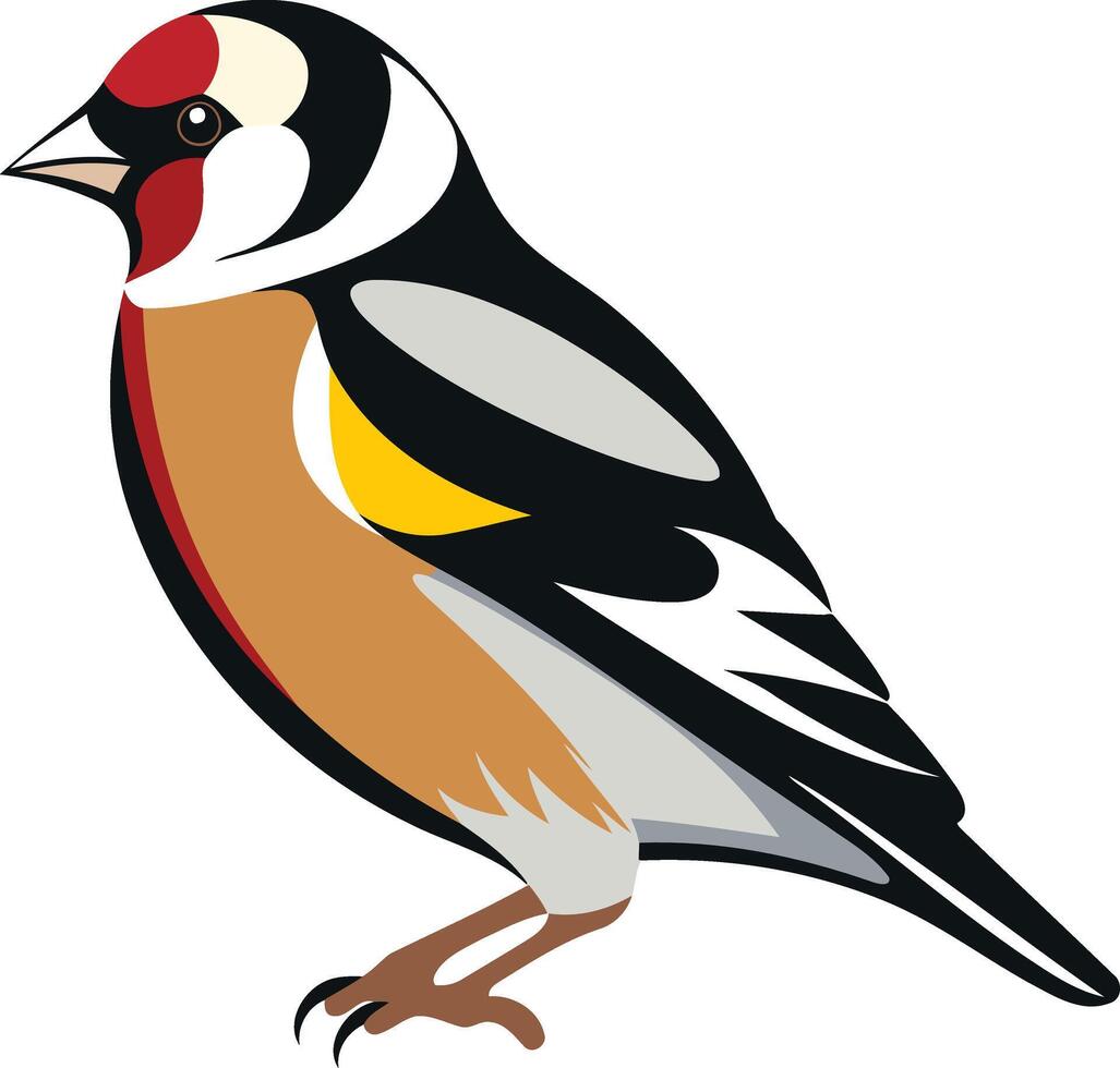 Colorful Bird Illustration with Red, Black, and Yellow Accents vector