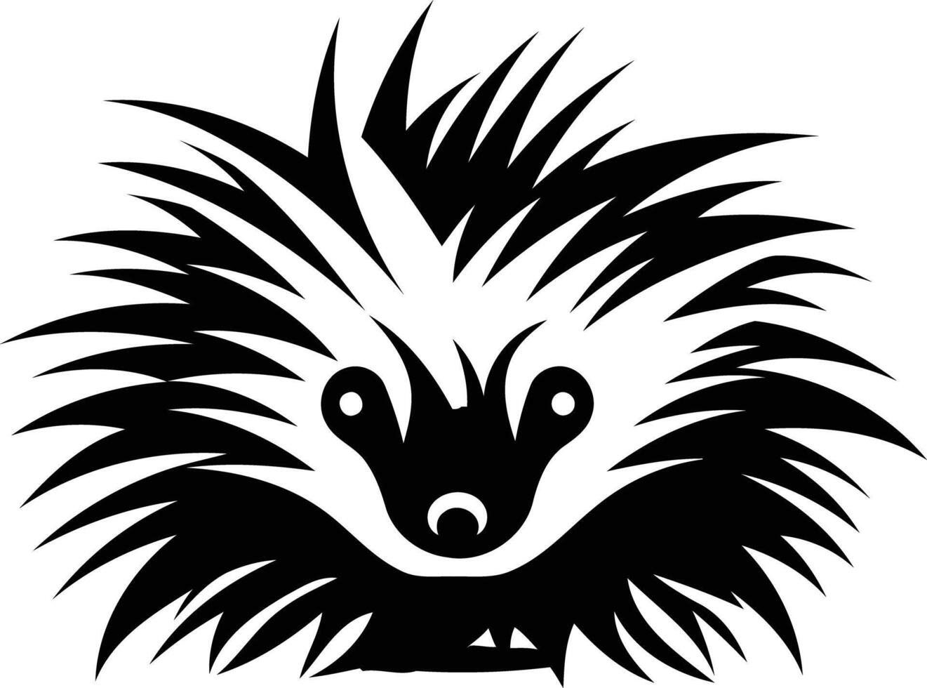 Black and white illustration of a stylized hedgehog, perfect for use as a logo or mascot vector
