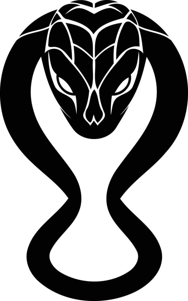 A striking black and white illustration of a cobra in a striking pose, perfect for logo design, tattoos, or as a symbol of power and danger vector