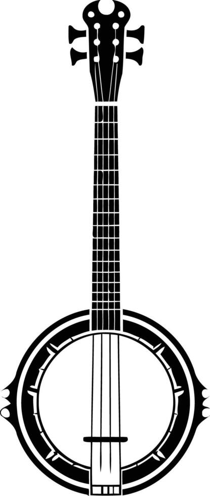 A simple black and white silhouette of a banjo, perfect for music projects, posters, or website designs vector