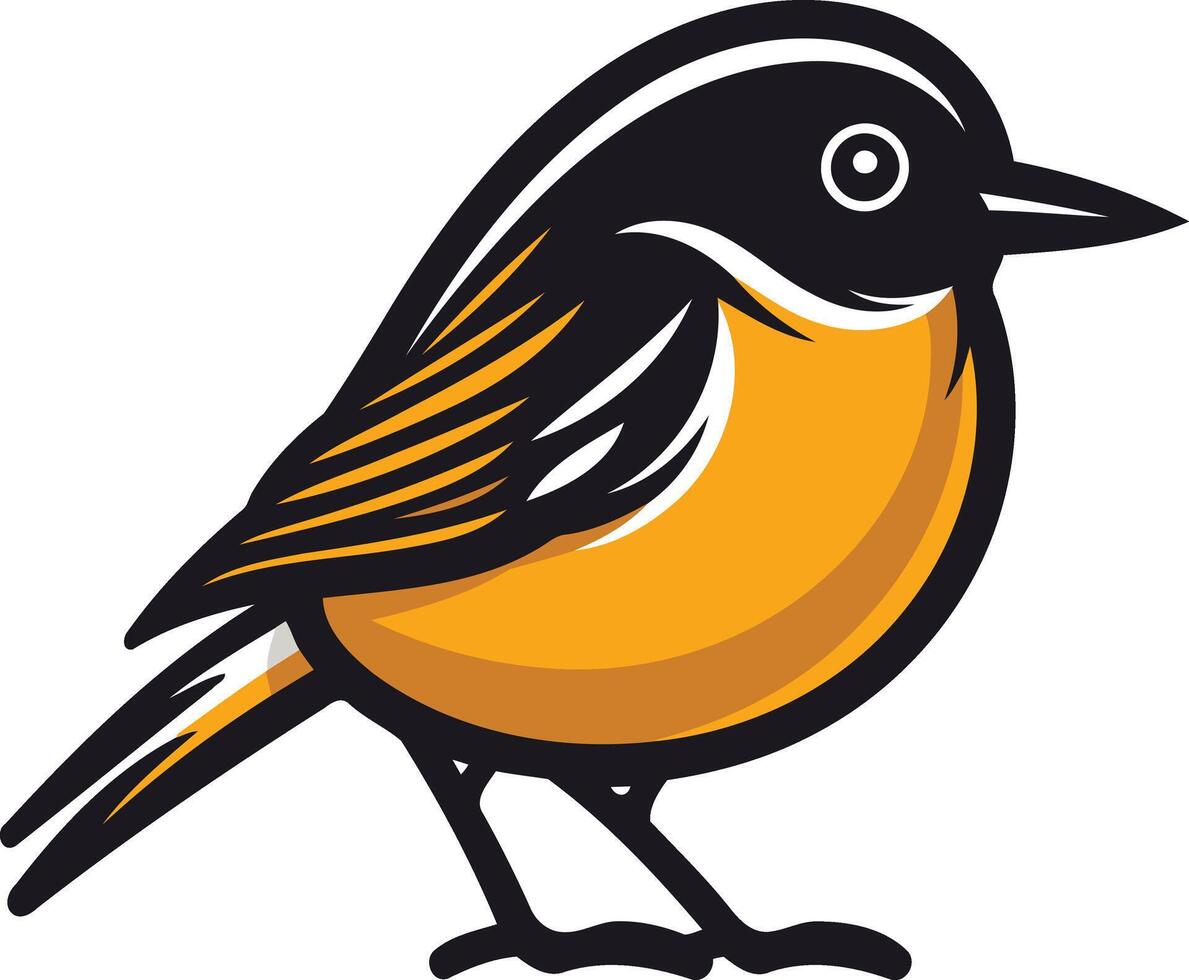 Cartoon Illustration of a Bird with Orange and Black Feathers vector
