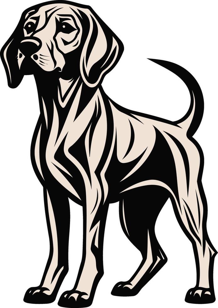 Standing Dog with Black and White Silhouette vector
