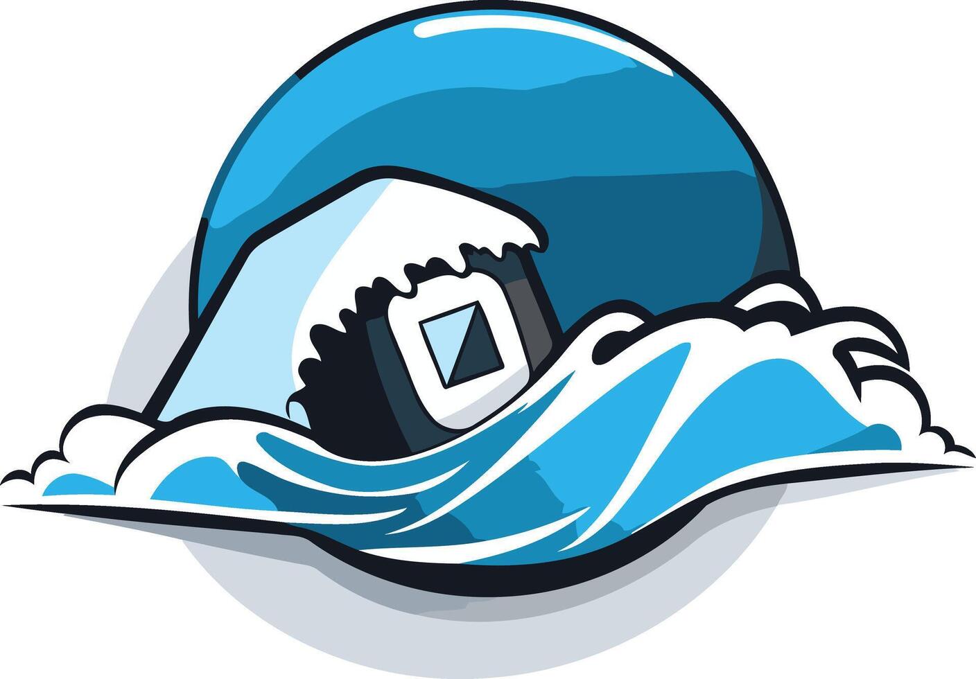 House in a Large Wave Illustration vector
