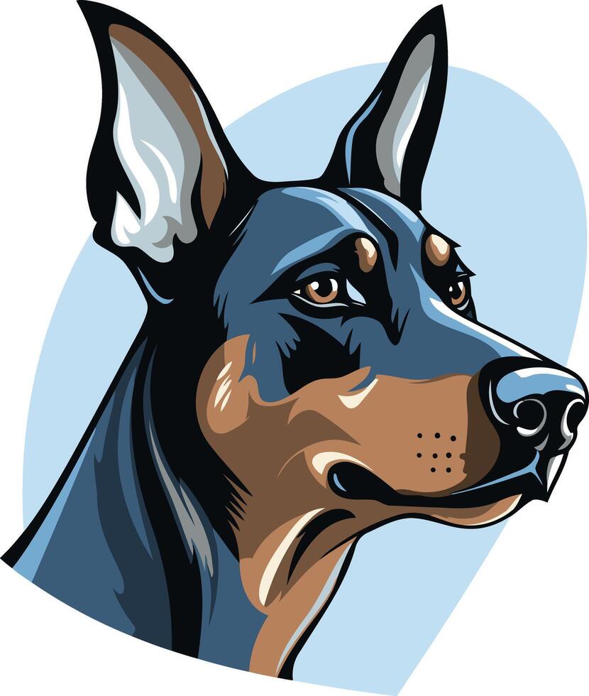 Doberman Portrait with a Blue and Brown Color Palette vector