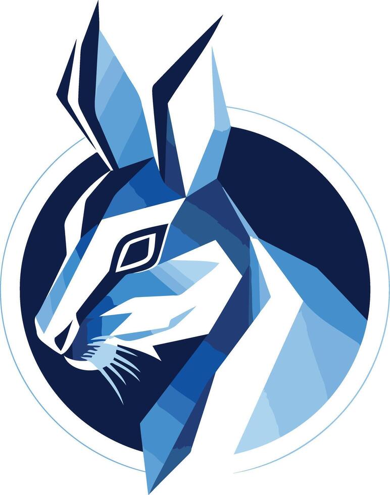Geometric Blue Rabbit Illustration vector