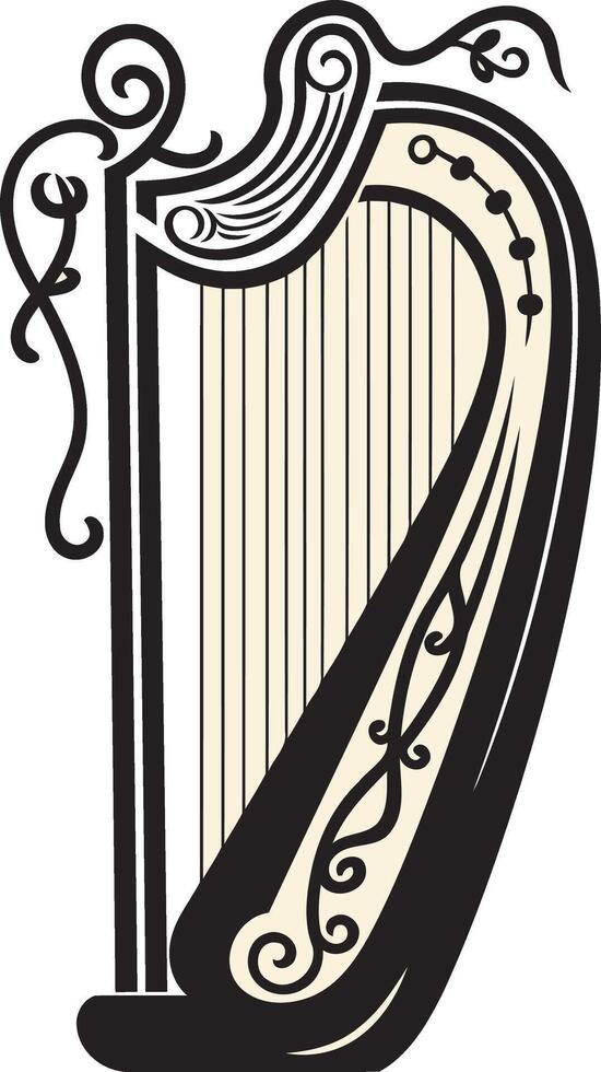 Ornate Celtic Harp Illustration vector
