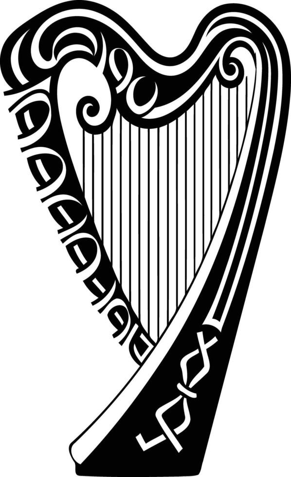 Celtic harp, traditional irish symbol vector