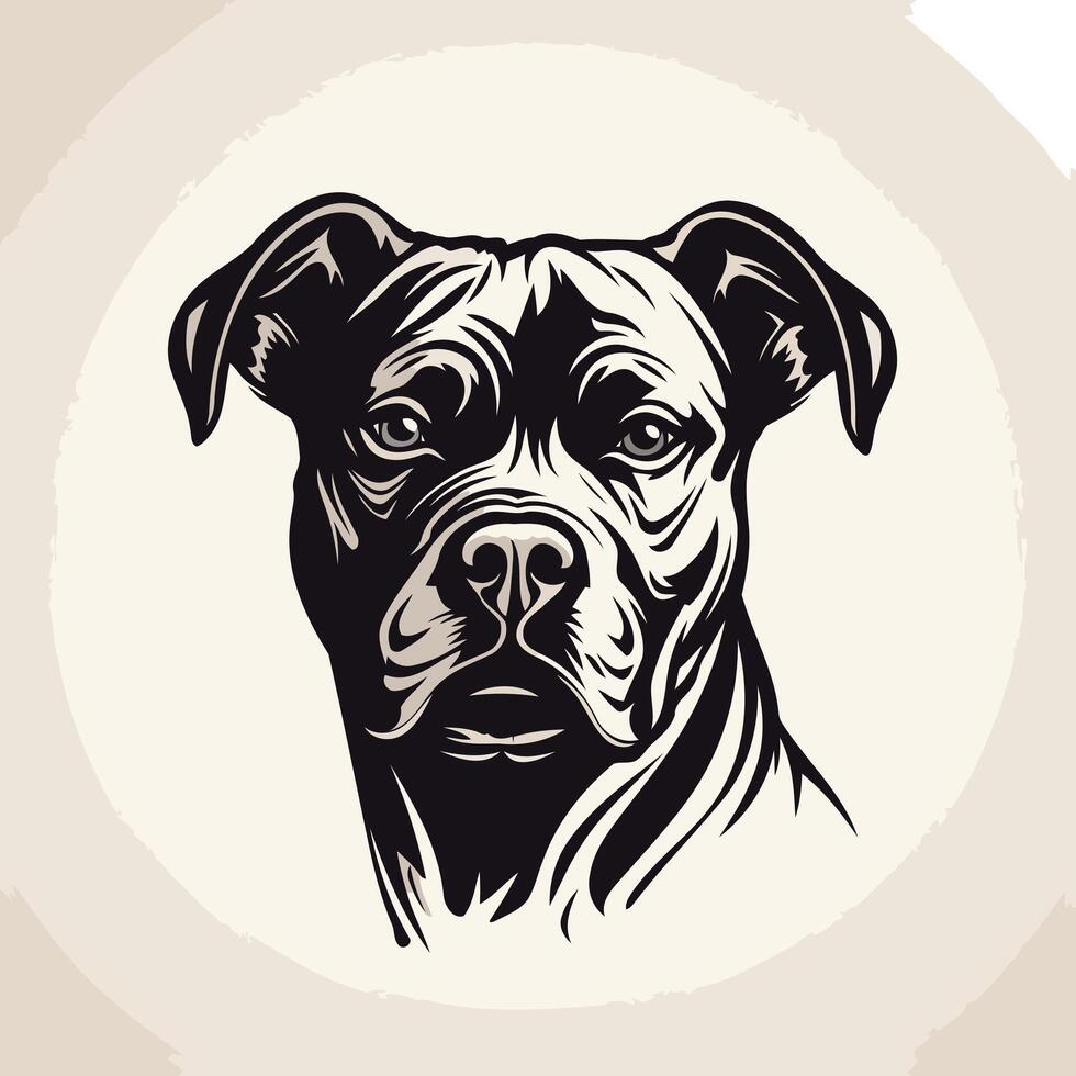 Black and White Portrait of a Bulldog vector
