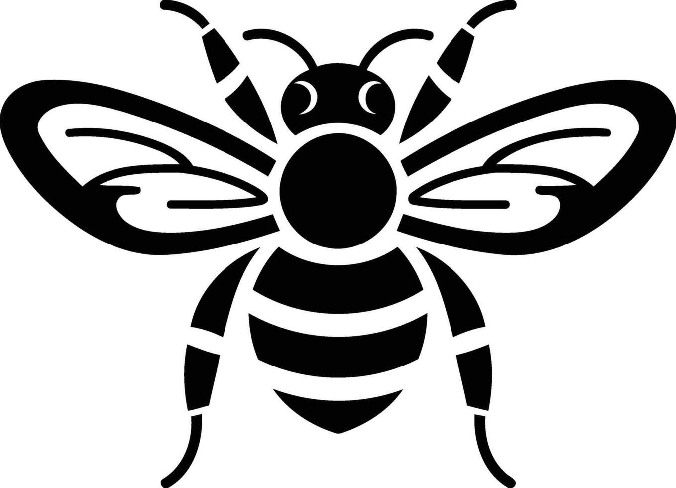A simple and stylish black and white illustration of a bee vector