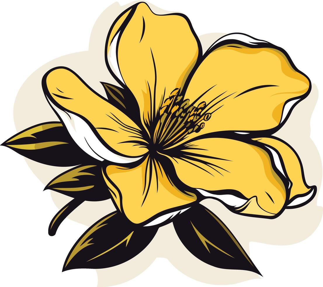 Yellow Flower with Dark Green Leaves vector