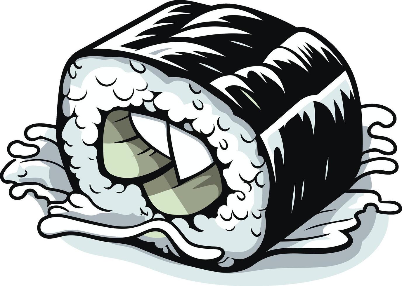 Sushi Roll with White Rice and Seaweed vector