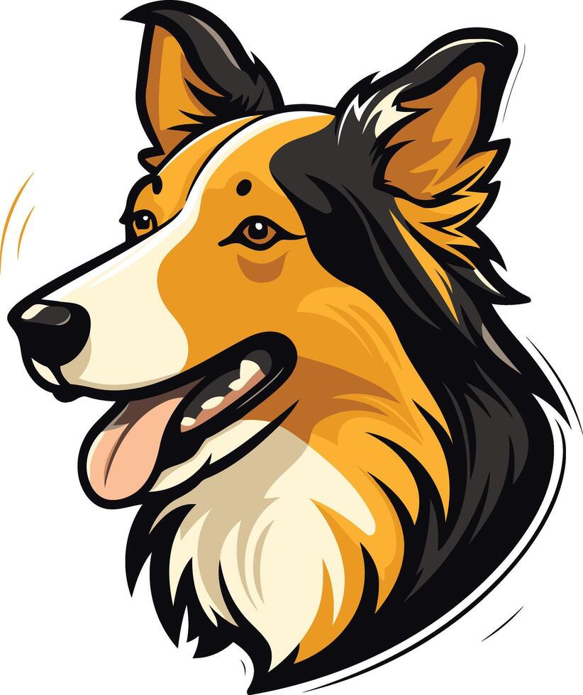 Cartoon Collie Dog Head Illustration vector