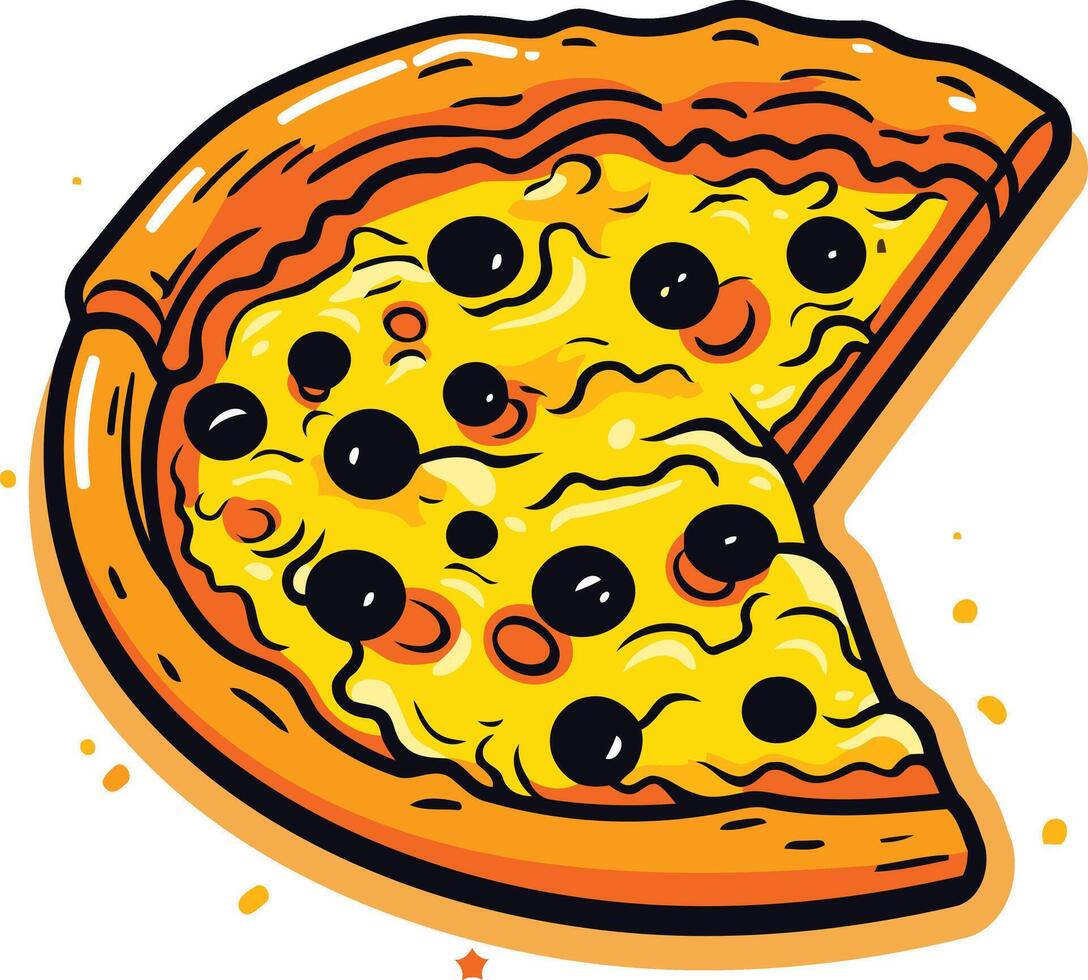 Delicious Pizza with Black Olives vector