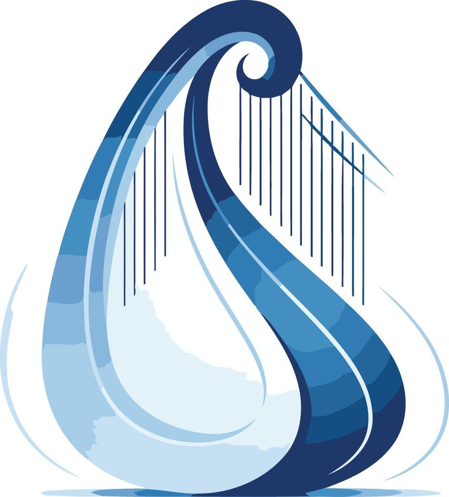 Abstract Watercolor Harp in Blue Tones vector