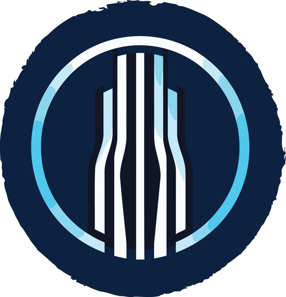 Abstract Circle with Vertical Lines vector