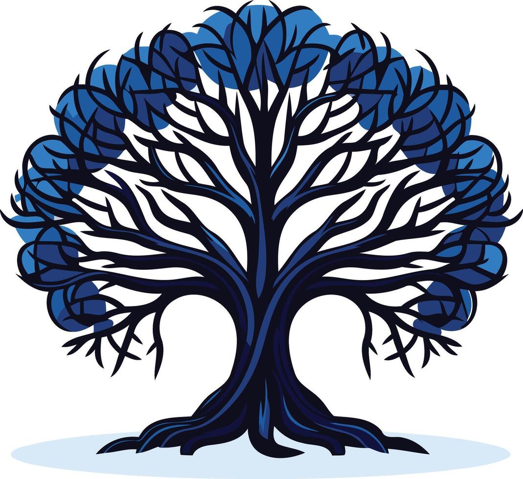 Stylized Illustration of a Blue Tree vector