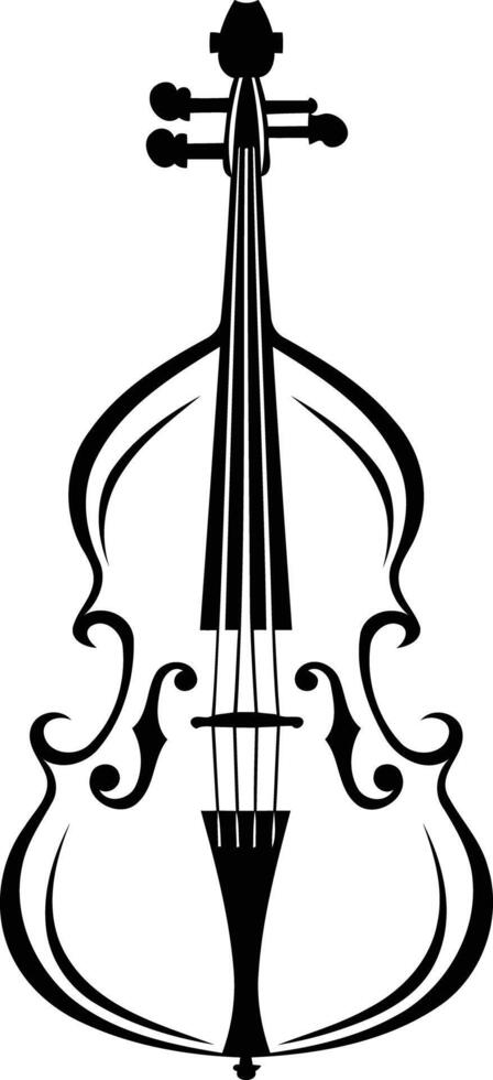 A simple yet elegant black and white illustration of a cello, perfect for musical design projects vector