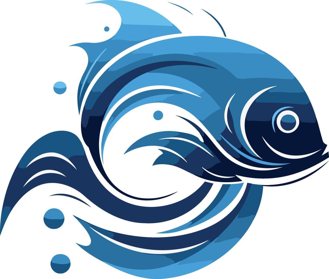 Abstract Blue Fish Illustration vector
