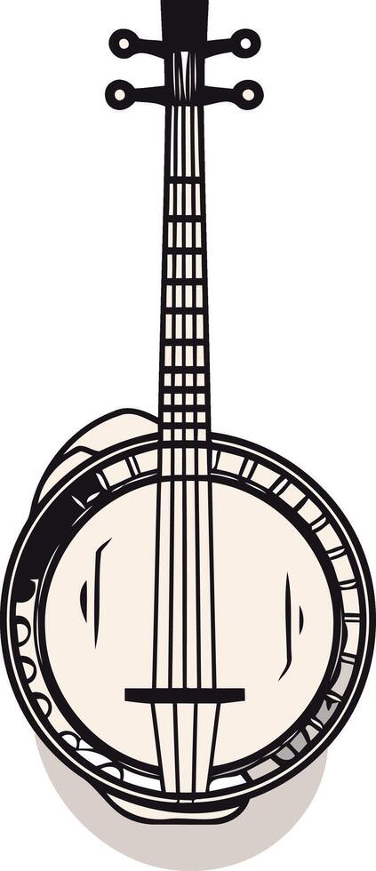 Banjo Illustration Black and White vector