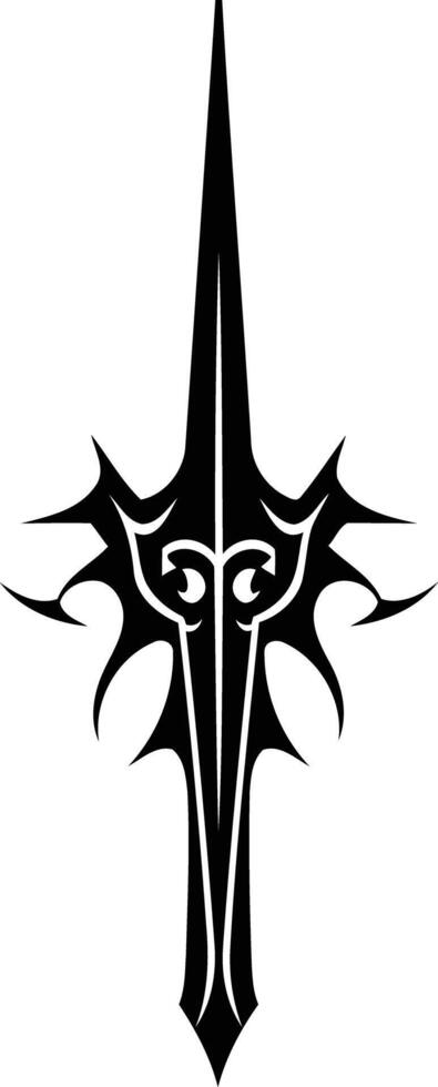 A bold and stylized black sword design with intricate details, perfect for logos, tattoos, or gaming graphics vector
