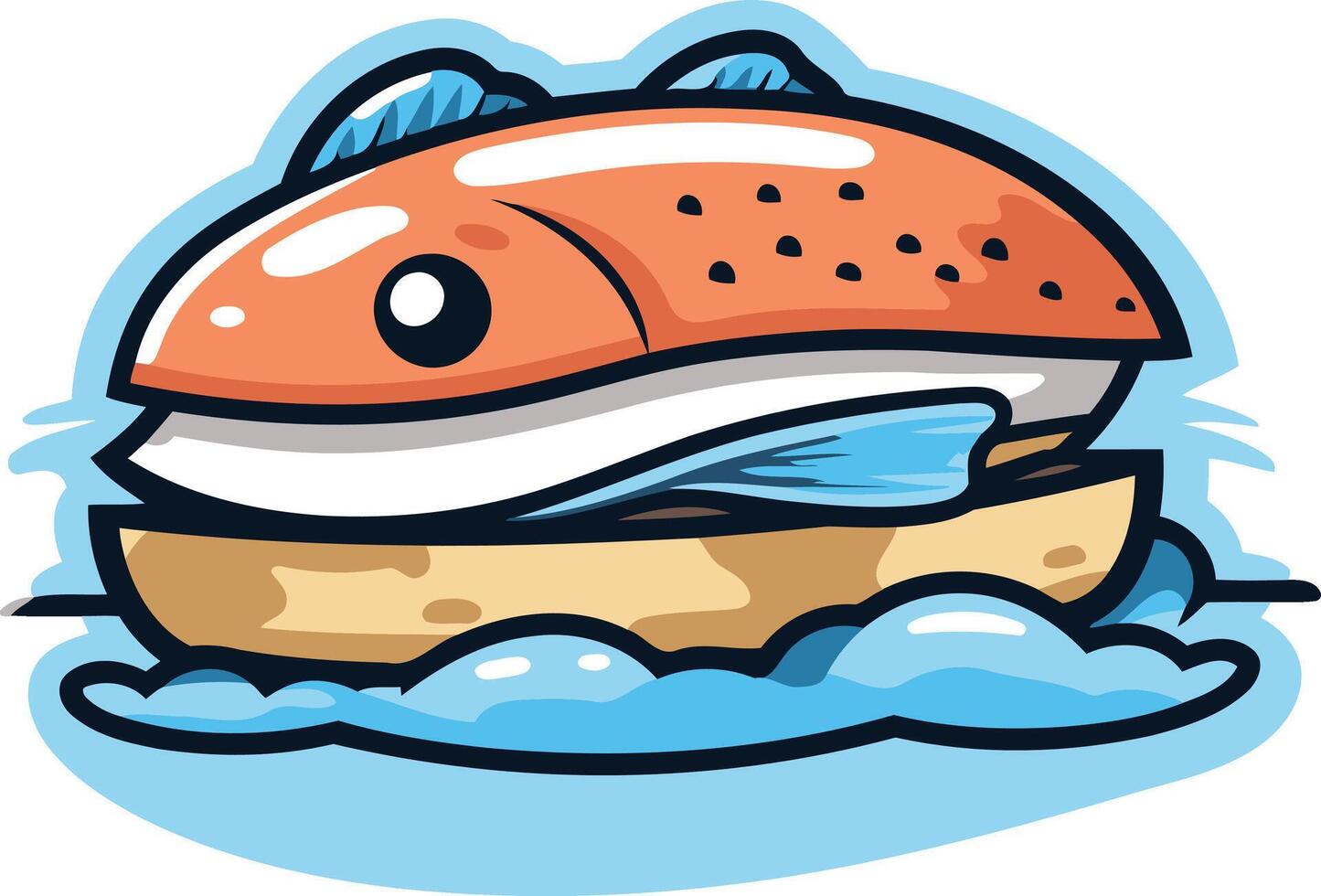 Fish Burger Cartoon Illustration vector