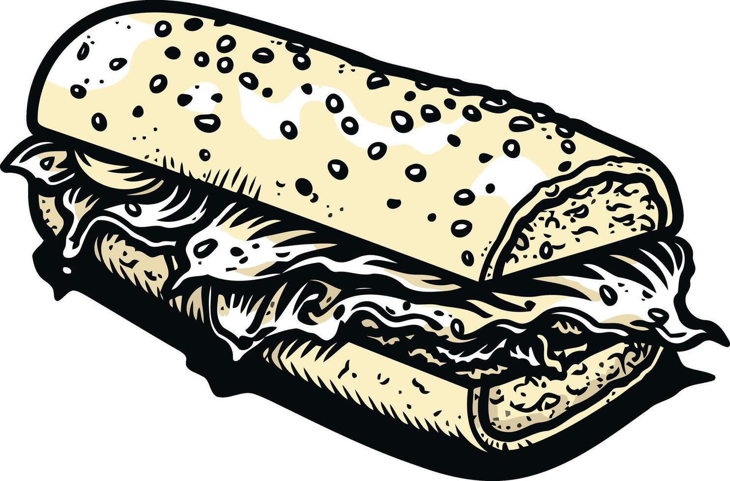 A Delicious Sub Sandwich Illustration vector