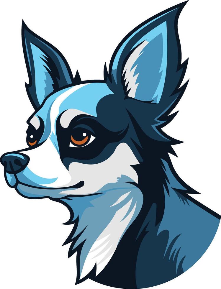 Cartoon Illustration of a Blue and White Chihuahua vector