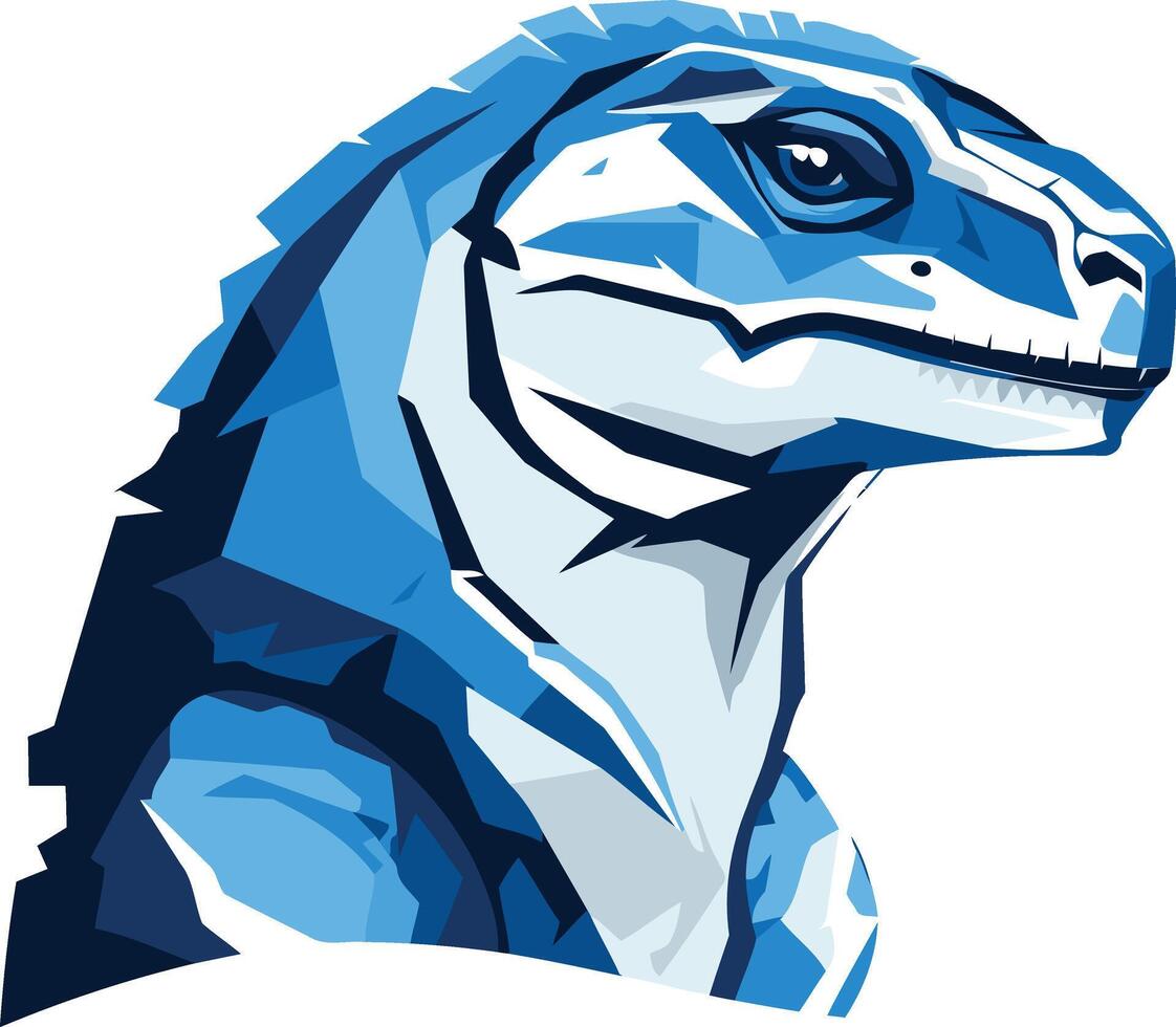 Blue Dinosaur Portrait in Geometric Style vector
