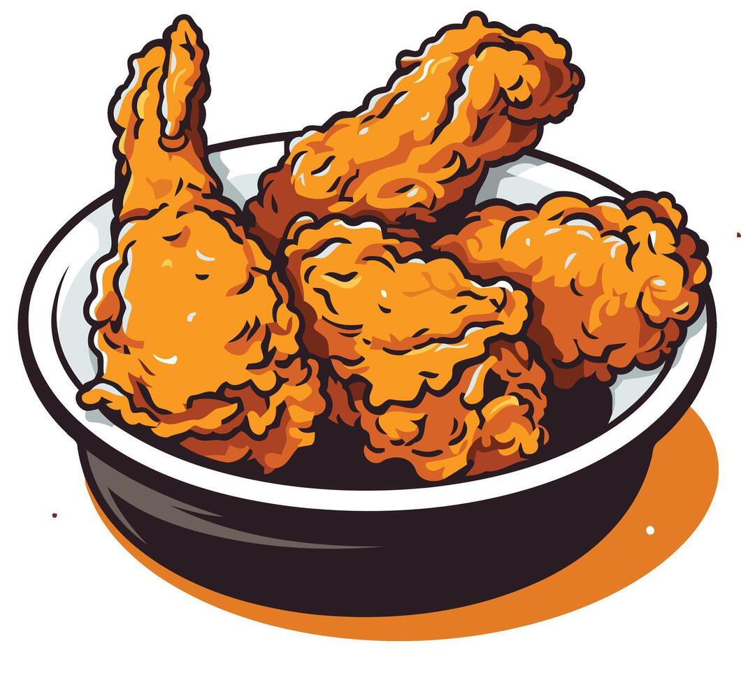 Crispy Fried Chicken Wings in a Bowl vector