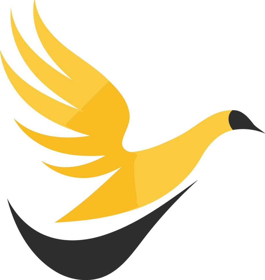 Abstract Yellow Bird with Black Tail Feathers vector