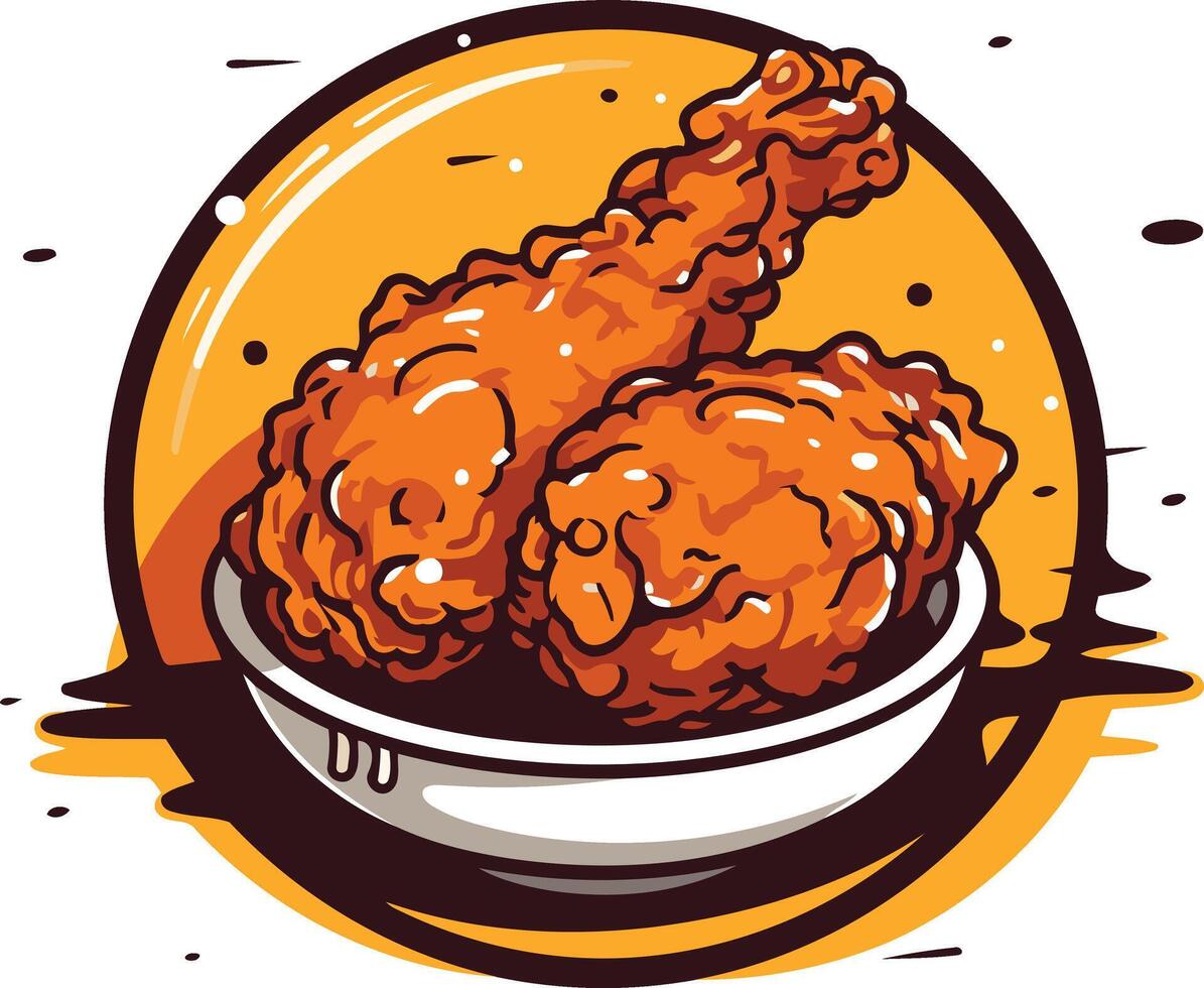 Fried Chicken in a Bowl Illustration vector