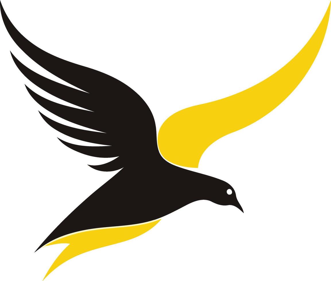 Abstract Black and Yellow Bird in Flight vector