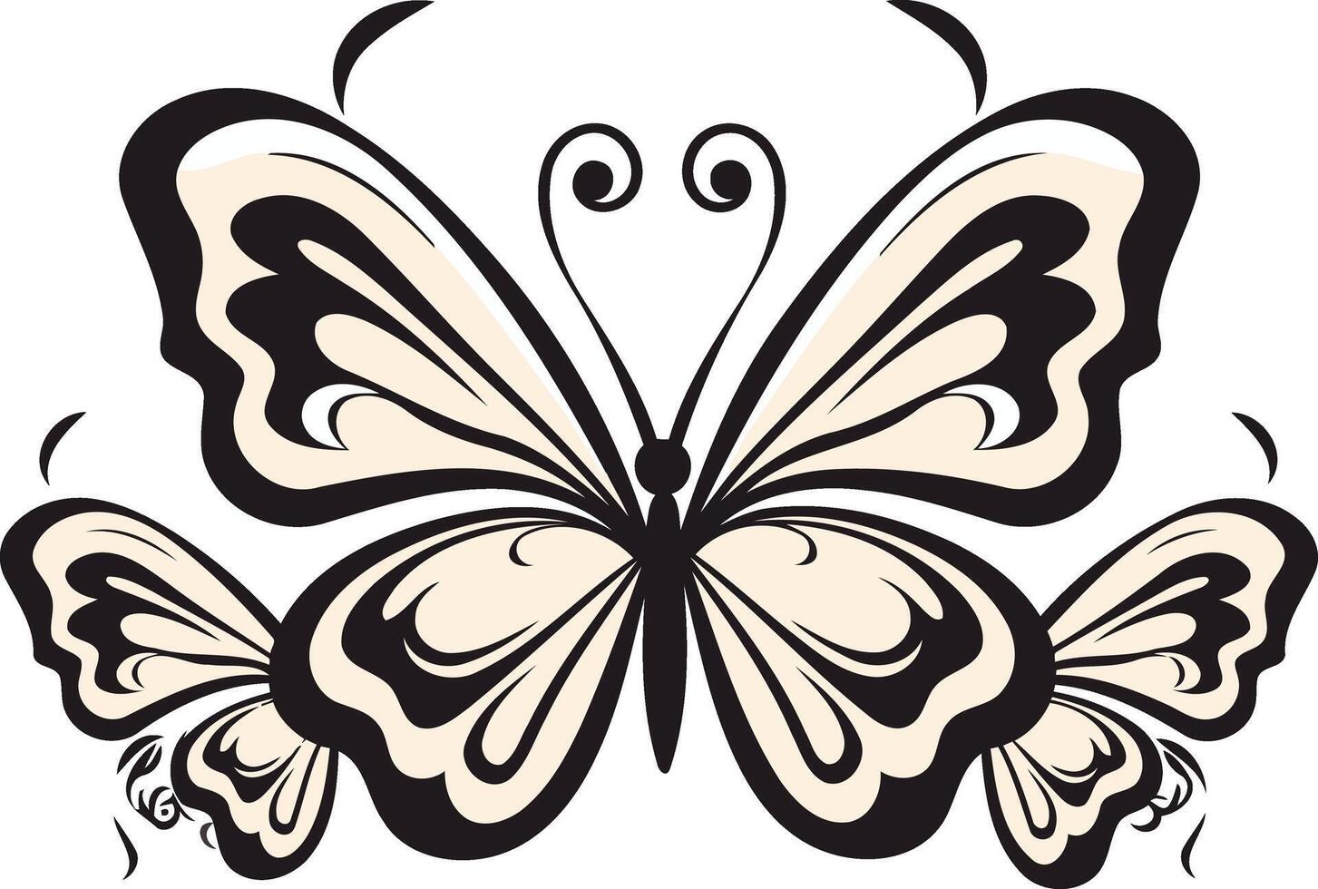 Elegant Black and White Butterfly Illustration vector