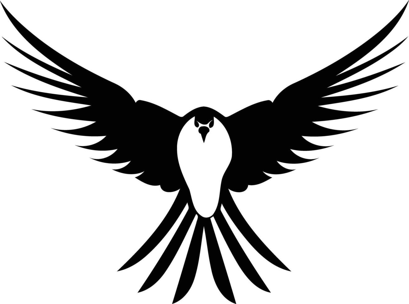 A powerful and iconic black and white silhouette of a soaring bird with wings spread wide vector