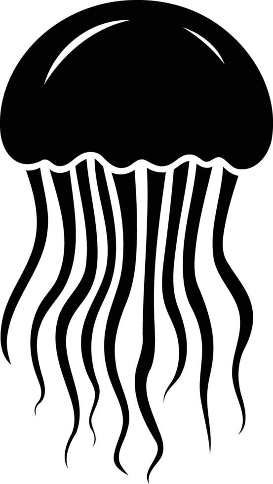 Simple black and white silhouette of a jellyfish vector