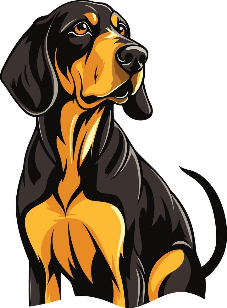Black and Tan Coonhound Dog Illustration vector