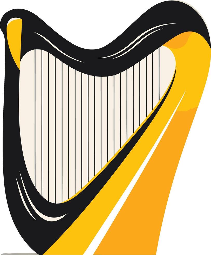 Yellow and Black Harp Illustration vector