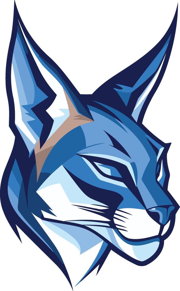 Blue and White Caracal Mascot Illustration vector